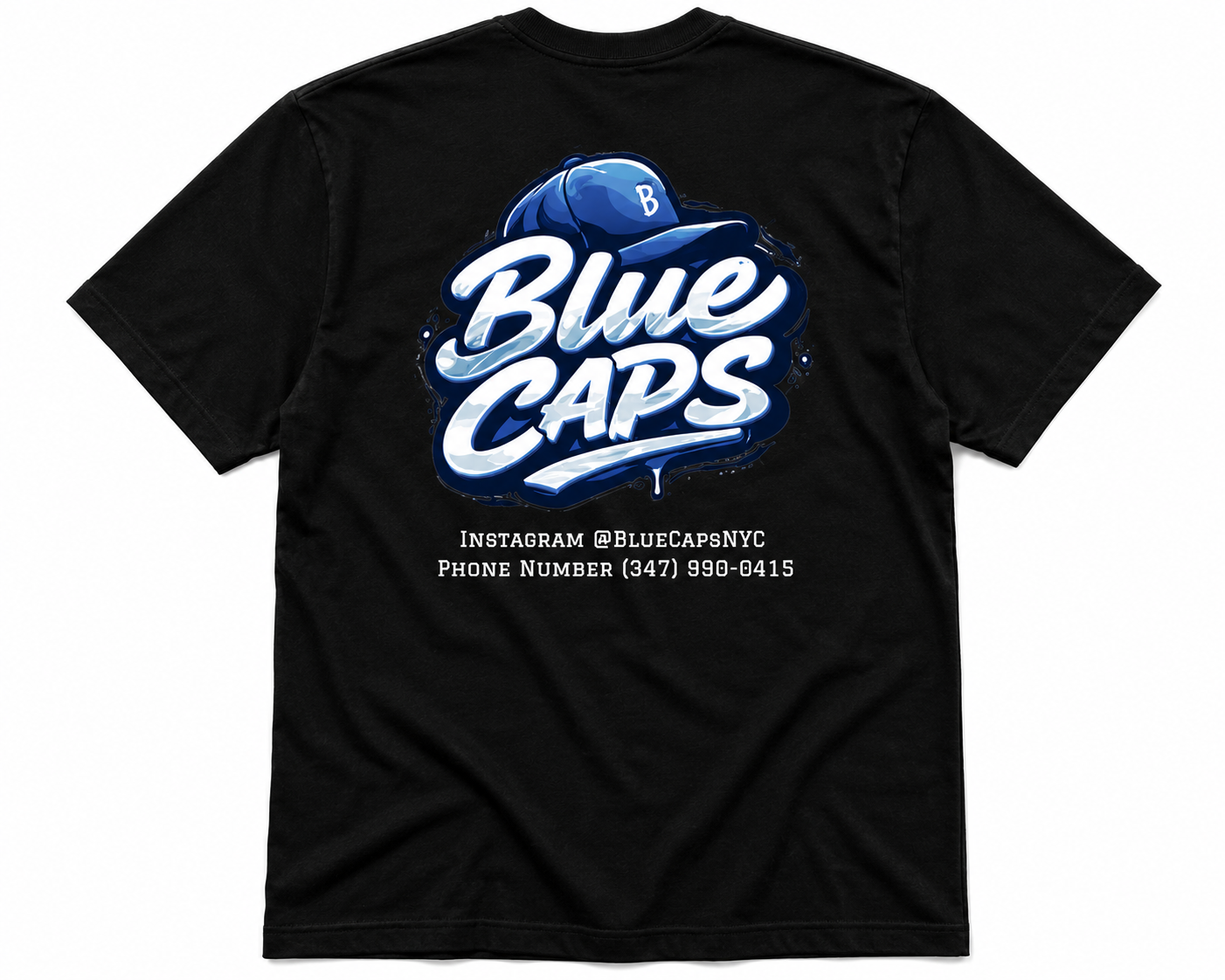 BLUE CAPS TEE - BLACK